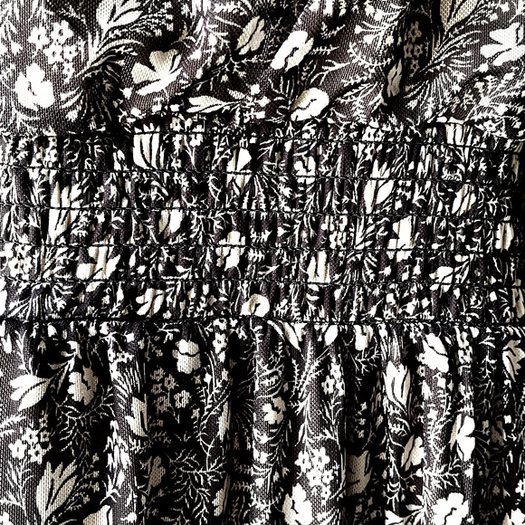 Maxi Dress SZ L Black Green Cottagecore Peasant Prairie Boho Long Sleeve Tiered - Picture 4 of 10